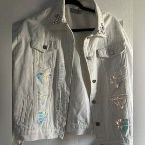 White jeans jacket size L